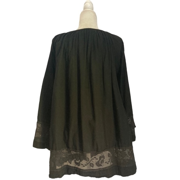 House of Woo California Tunic Blouse Top in Black Cotton Gauze with Pockets - Picture 4 of 9